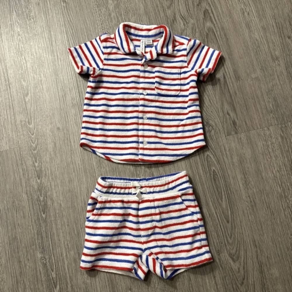 Janie and Jack Cabana Stripe Terry Matching Baby Set Sz.3-6mth NEW $62